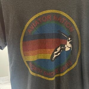 Aviator Nation Men's Logo Graphic Tee North Shore Oahu Charcoal, Size M
